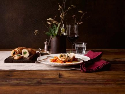 Rotolino di Pollo ripieno – gefüllte Pouletbrüstchen mit Schinken und Spinat